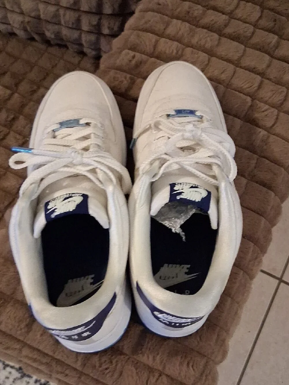 Nike White and Blue Low-Top Sneakers